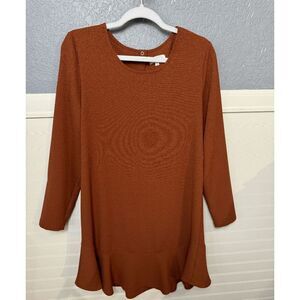 Mudpie Women's Brown Minimalist Casual U-neckline Snap Drop Waist Dress Sz Small